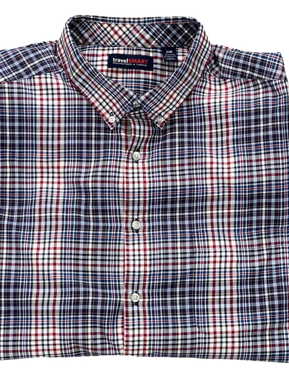 Roundtree & Yorke TravelSmart Long Sleeve Plaid Shirt Men’s 2XB